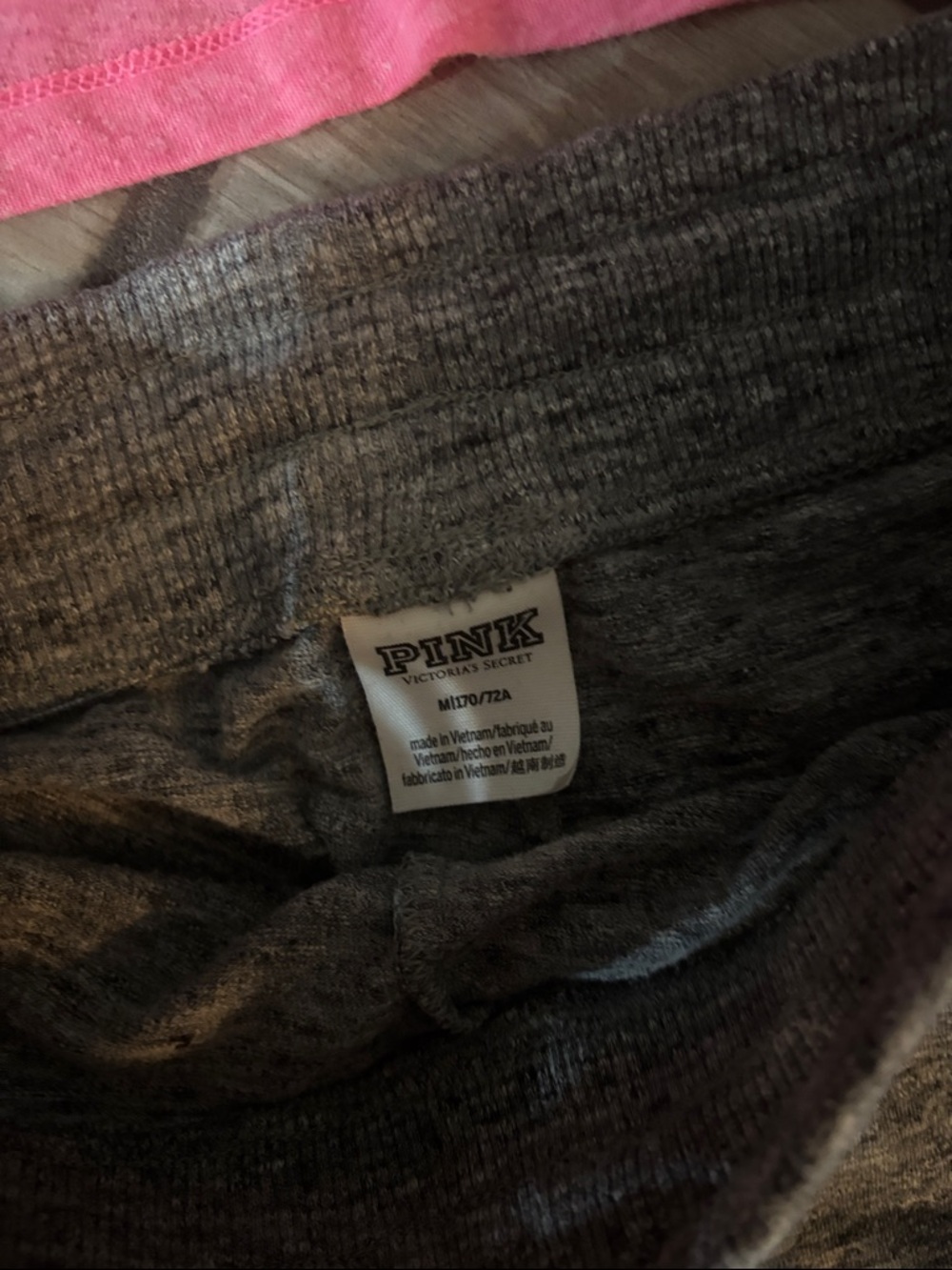 PINK Victoria's Secret Gray Sweatpants with Hot Pink Logo - Picture 3 of 4